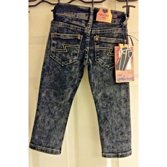 City Ink, infant girls size 2T skinny Straight jeans, dark acid wash, NWT $26 - Picture 2 of 4